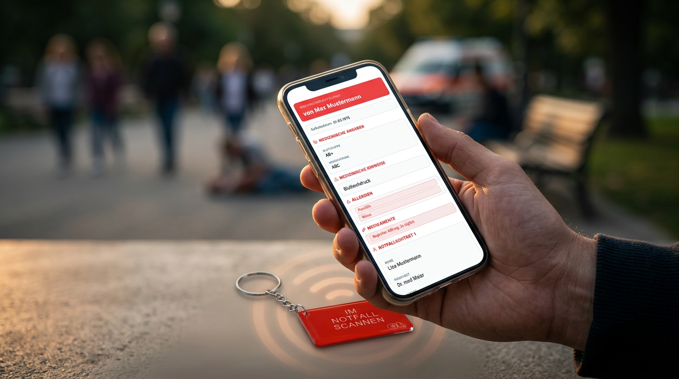 Digitaler Kinder-Notfallpass auf Smartphone